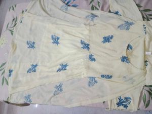 yellow and grey kurta tops