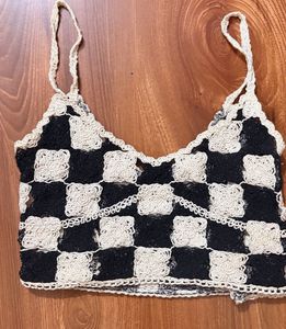 Crocheted Checkerboard Crop Top