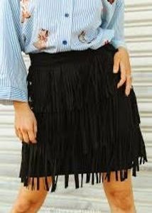 Faux Seude Fringed Y2K tiered Mini Skirt