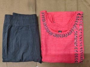 Pink Kurti Pant Set