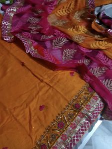 Designer Orange Kurta Set with Dupatta