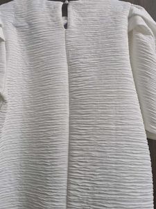 White Textured Puff Sleeve Top