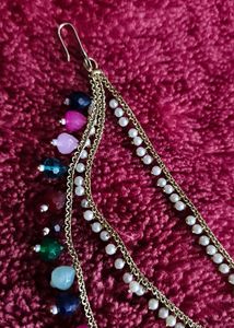Earrings with detachable Ear Chain and tikka