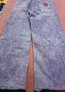 Ripped Wide Leg Jeans with Black Panels