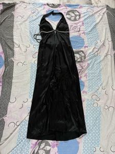 Black Satin Padded Dress