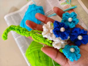 Crocheted Flower Keychain Charm