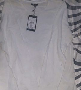 ZUDIO White Full Sleeve Textured T-Shirt