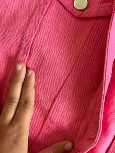 Chic Pink Cropped Denim Jacket