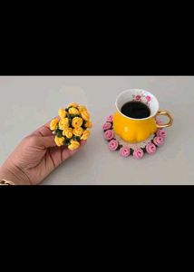 Crochet Flower & Coaster Set