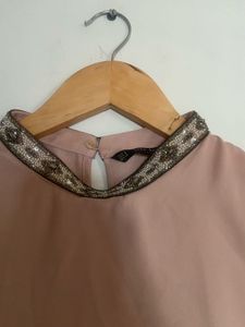 Zara Elegant Beaded Collar Top
