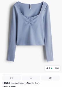 H&M Sweetheart Neck Long Sleeve Top