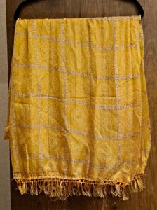 Yellow Dupatta with Tassels