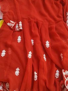 Red Embroidered Short Kurti