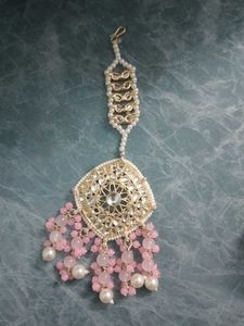 Pink Pearl Maangtika &amp; Earrings Set😍