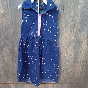 Girls' Sleeveless Heart Print Dress For Kids