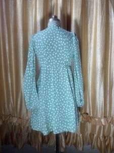 Green Floral Print Bow Detail Dress