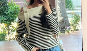 Striped One Shoulder Top