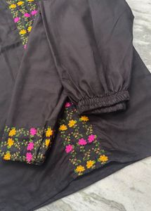 Embroidered Black Kurta Set