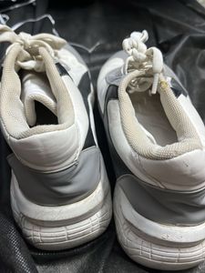 White &amp; Grey Lace-Up Sneakers