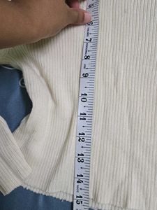 Cream Ribbed Turtleneck Sweater