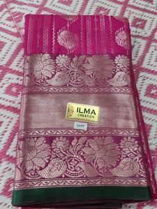 pink and green combination saree