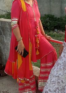 Vibrant Pink Kurta Set with Sharara