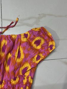 Vibrant Ikat Print Tiered Skirt