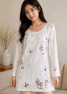 Sleepy Owl Cotton blend kurti🦉✨