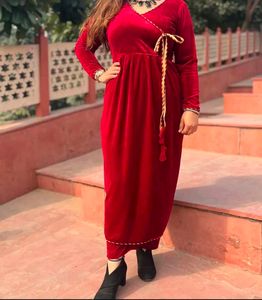 Elegant Red Velvet Gown