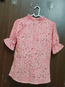 Cute Pink Floral Blouse