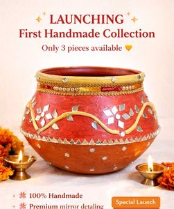 Handmade Mirror Detail Decorative Pot