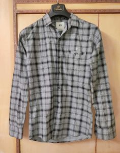 DX Shirts Men's Grey Checkered Shirt | Chest 36 in