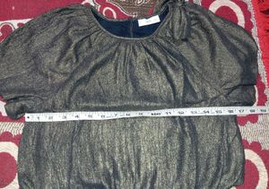Mango Girls Metallic Bow Blouse Gold