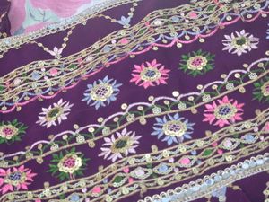 Embellished Purple Dupatta with Sequins &amp; Beads