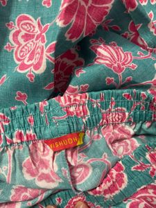 Blue &amp; Pink Floral Printed Sharara Set with Dupatt