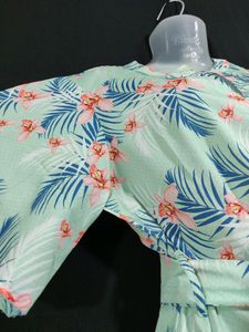 Light Green Floral Printed Top