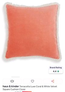 Coral &amp; White Velvet Cushion Cover