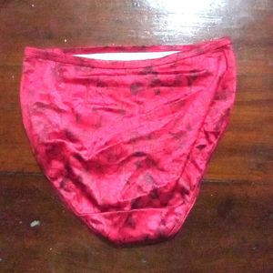 Red Satin Briefs with Black Print