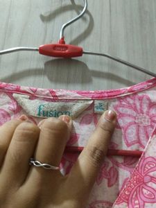Pink Floral Cotton Kurta