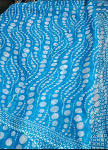 Blue &amp; White Printed saree