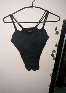 Black Ribbed Spaghetti Strap Top