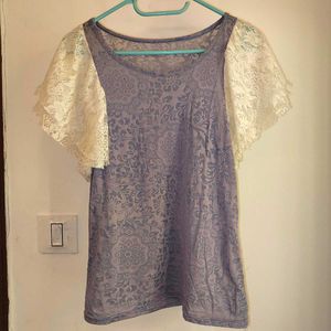 Y2K Cute sheer Vintage Lace Printed Top fairycore