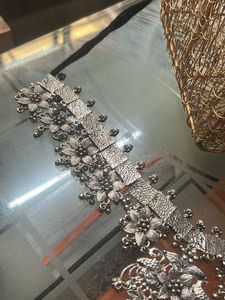 Antique Silver Floral Choker Necklace
