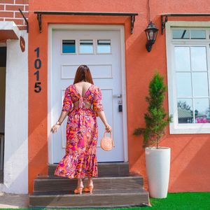 Vibrant Floral Maxi Dress with Slit