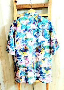 Vibrant Abstract Print Oversized Shirt-Size-50