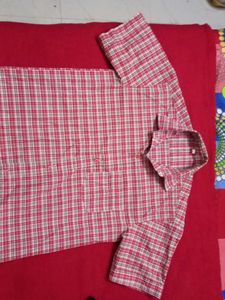 Red Plaid Shirt twice used measurement uploaded
