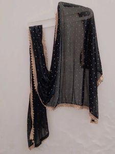 Elegant Black & Gold Embellished Dupatta