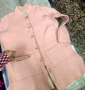 Elegant Pink Button-Down Coat