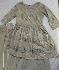 Embroidered Kurti Sharara Set with Dupatta