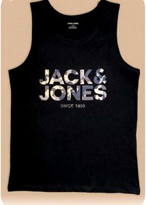 Authentic Jack & Jones Black Camo Logo Tank Top